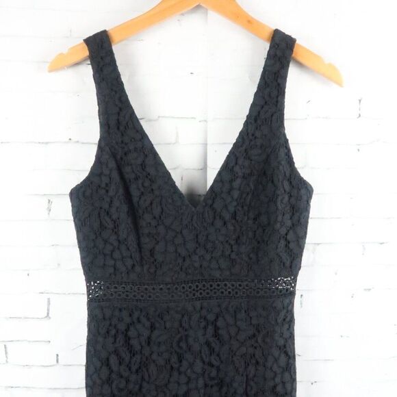 BARDOT BLACK DEEP V NECK SLEEVELESS LACE OVERLAY ANKLE LENGTH DRESS SIZE 4 - Picture 7 of 14